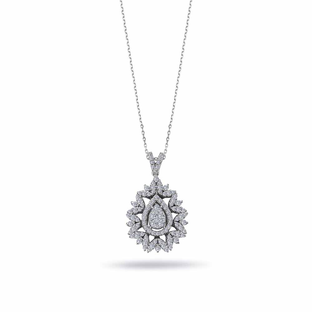 0,77 Karat Pırlanta Özel Tasarım Damla Coronet Kolye