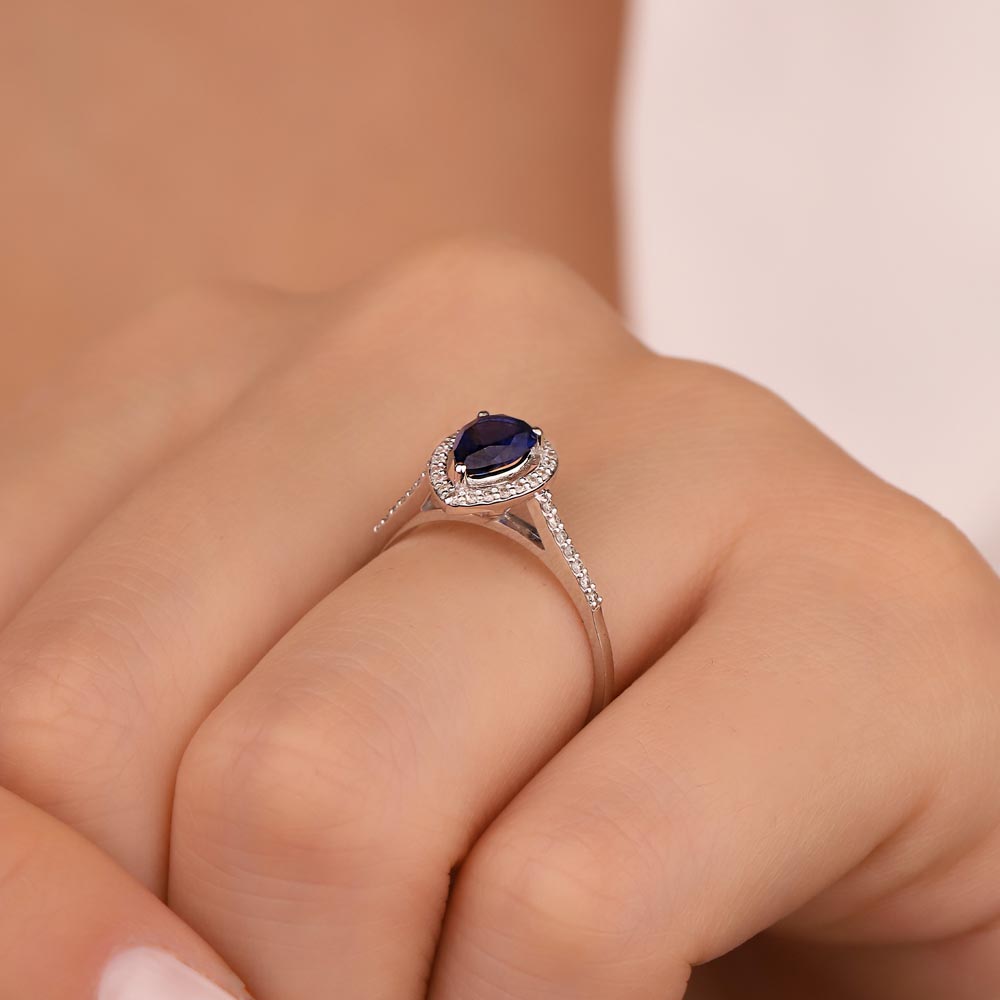 1,43 Karat Pırlanta Damla Royale Safir Yüzük