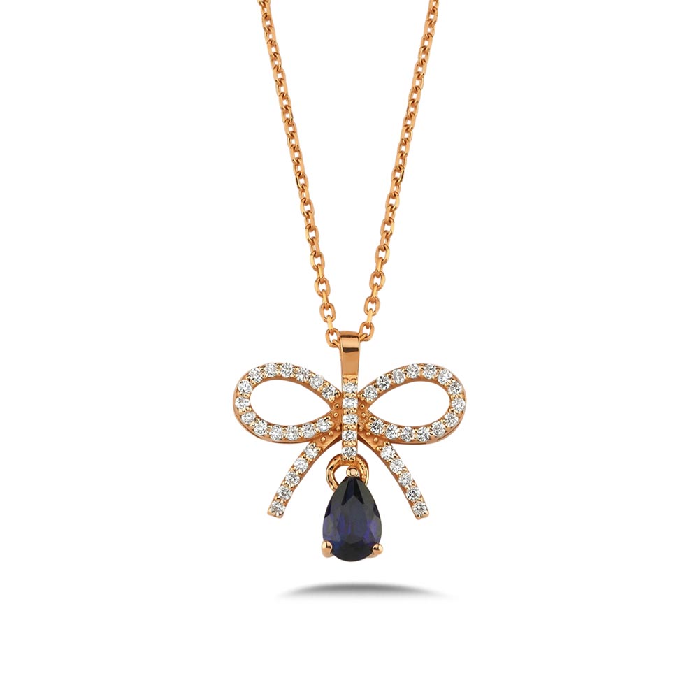 0.65 Karat Pırlanta Vintage Safir Kolye