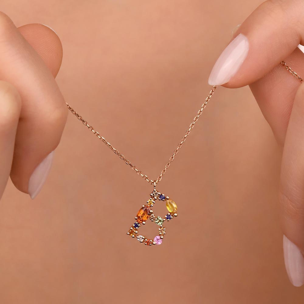 1,01 Karat Pırlanta Safir Harf Kolye