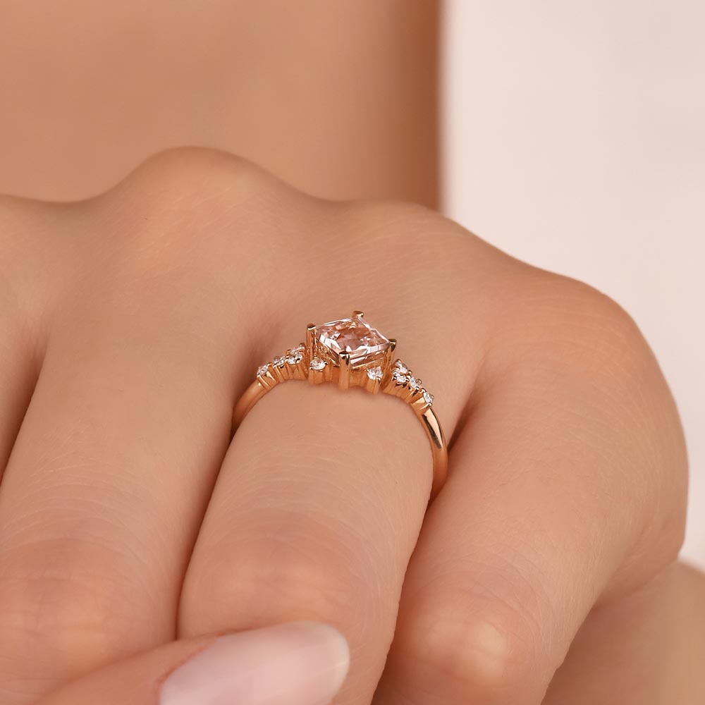 0,60 Karat Pırlanta Vintage Morganit Yüzük