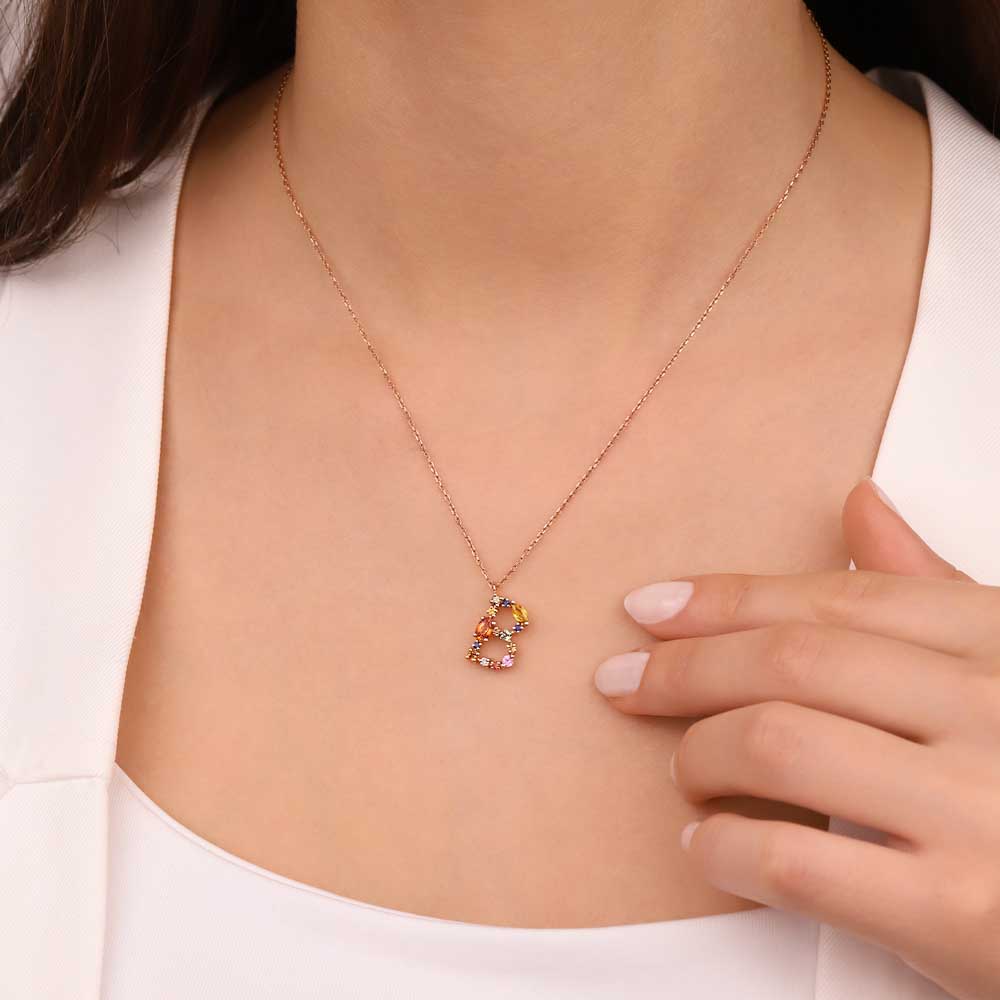 1,01 Karat Pırlanta Safir Harf Kolye