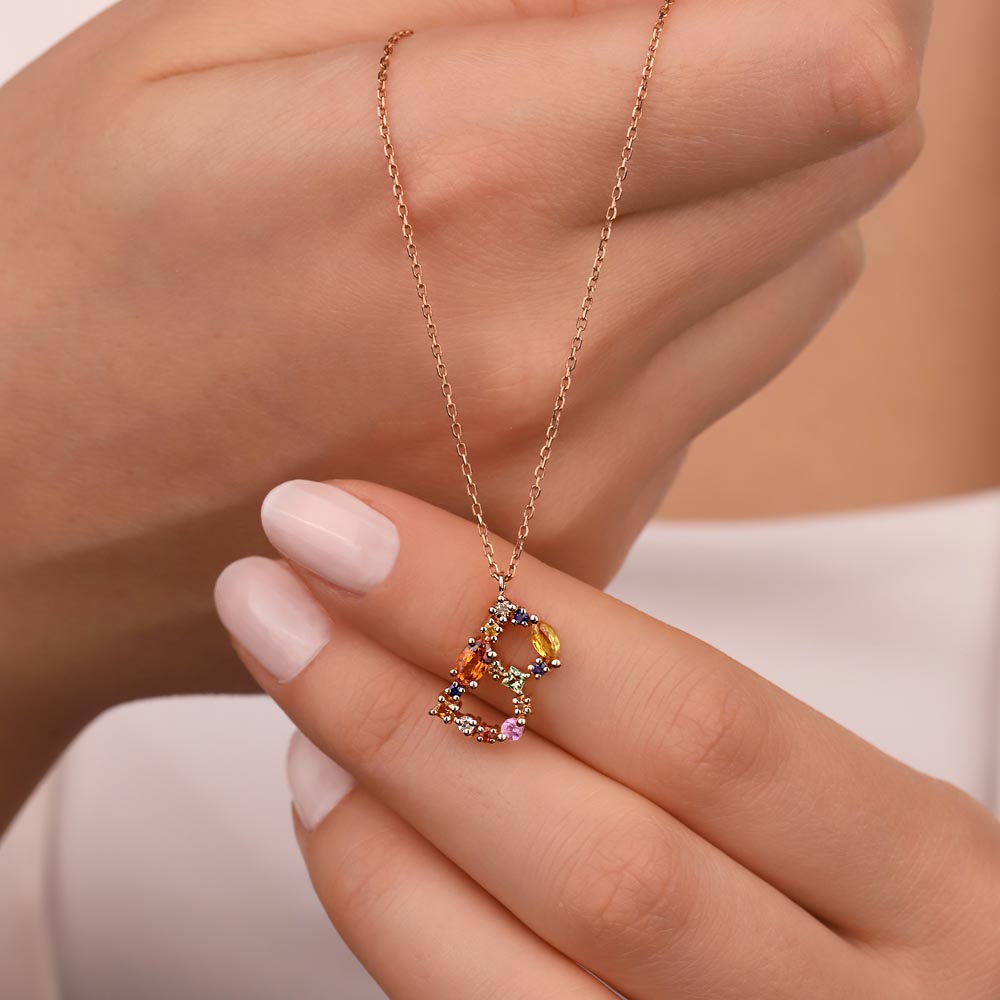 1,01 Karat Pırlanta Safir Harf Kolye