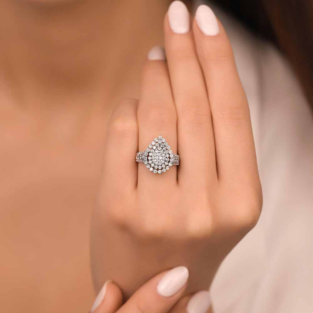 1,16 Karat Pırlanta Özel Tasarım Damla Coronet Yüzük