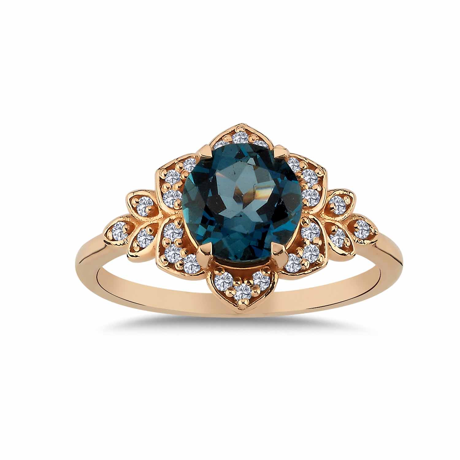 1,83 Karat Pırlanta London Blue Topaz Vintage Yüzük
