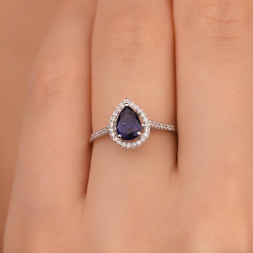 1,43 Karat Pırlanta Damla Royale Safir Yüzük