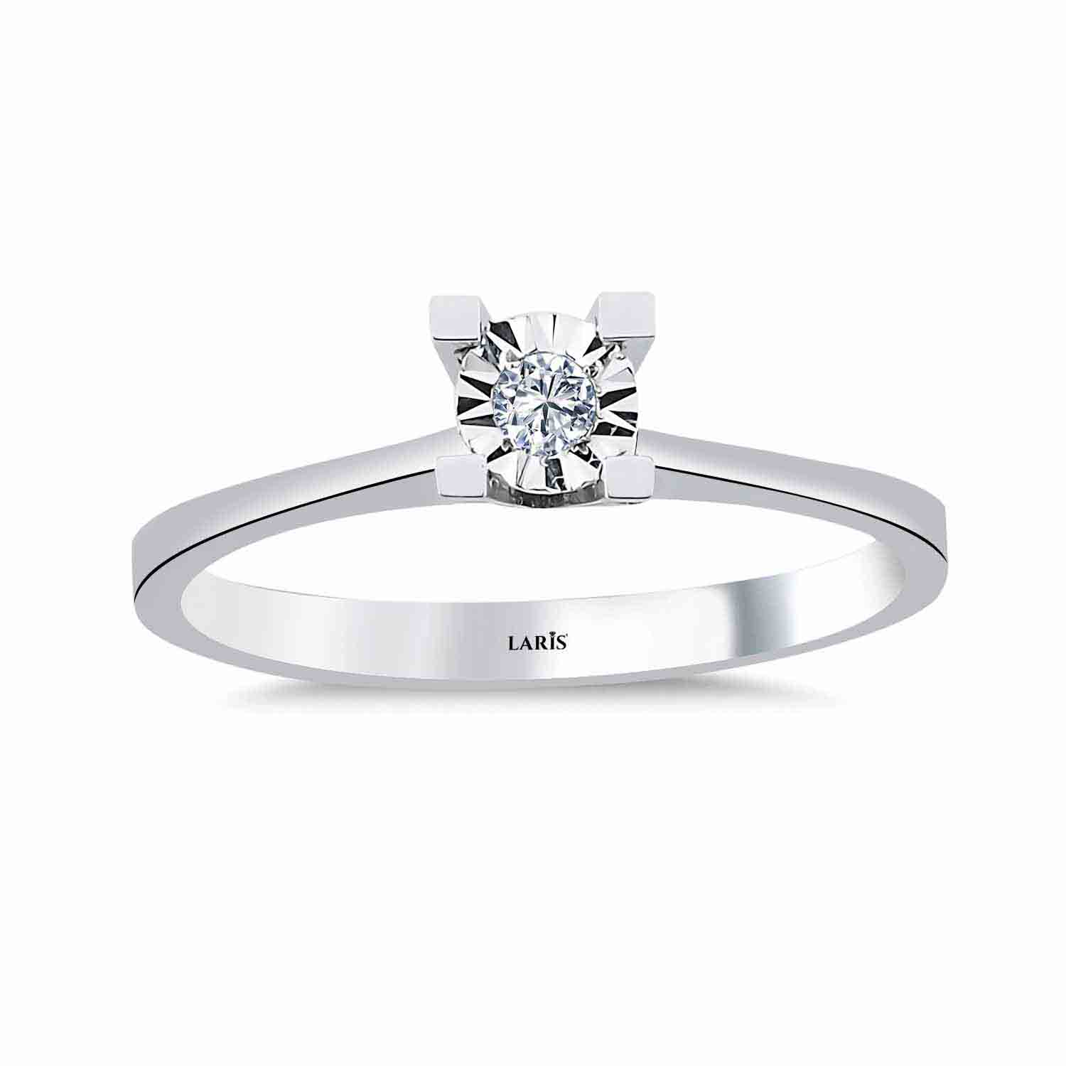 0,03 Karat Pırlanta Kalem İşlemeli Tektaş Yüzük - LP10614