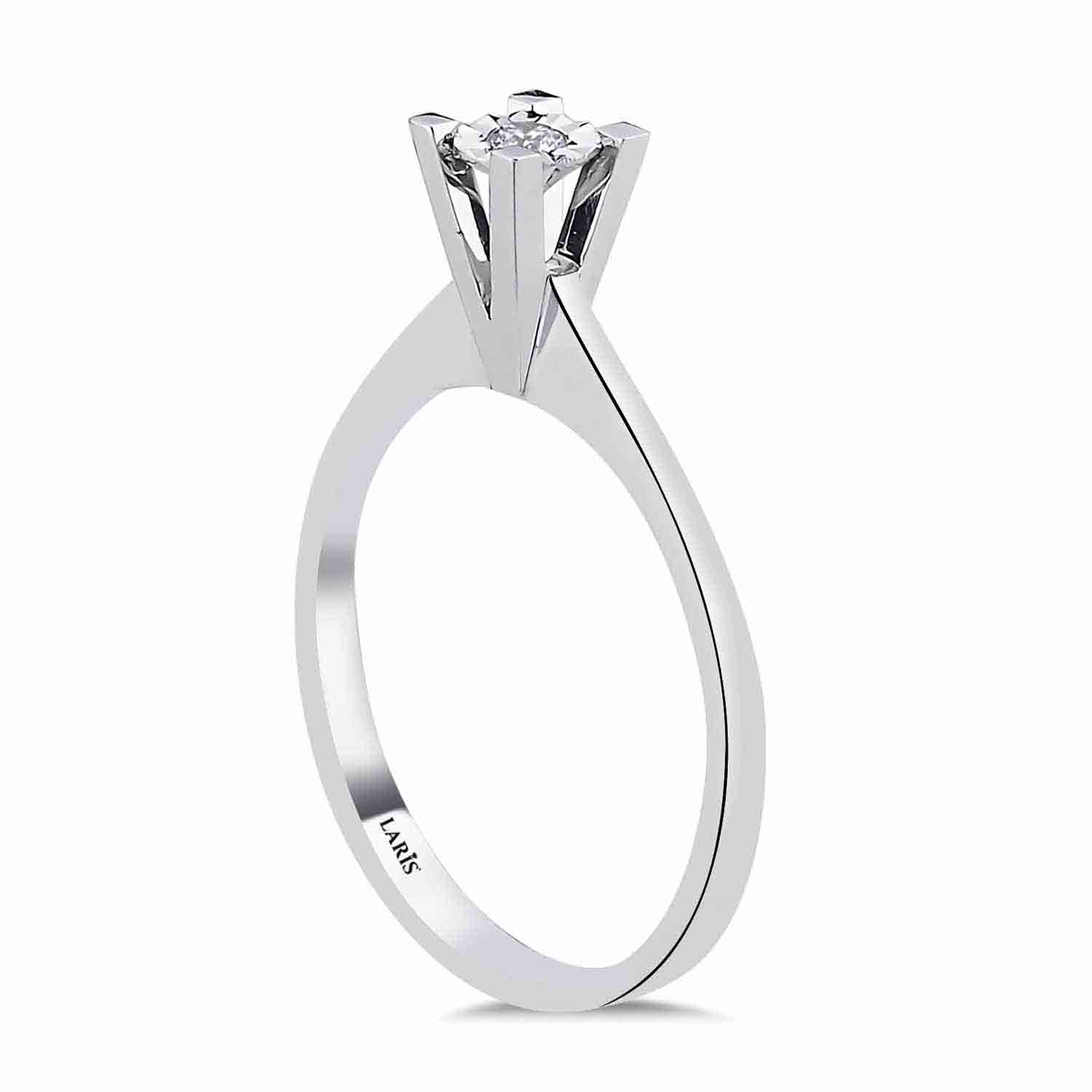 0,03 Karat Pırlanta Kalem İşlemeli Tektaş Yüzük - LP10614