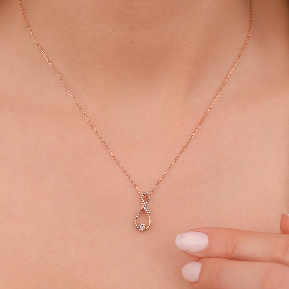 0,03 Karat Pırlanta Sonsuzluk Tektaş Kolye - LP11014