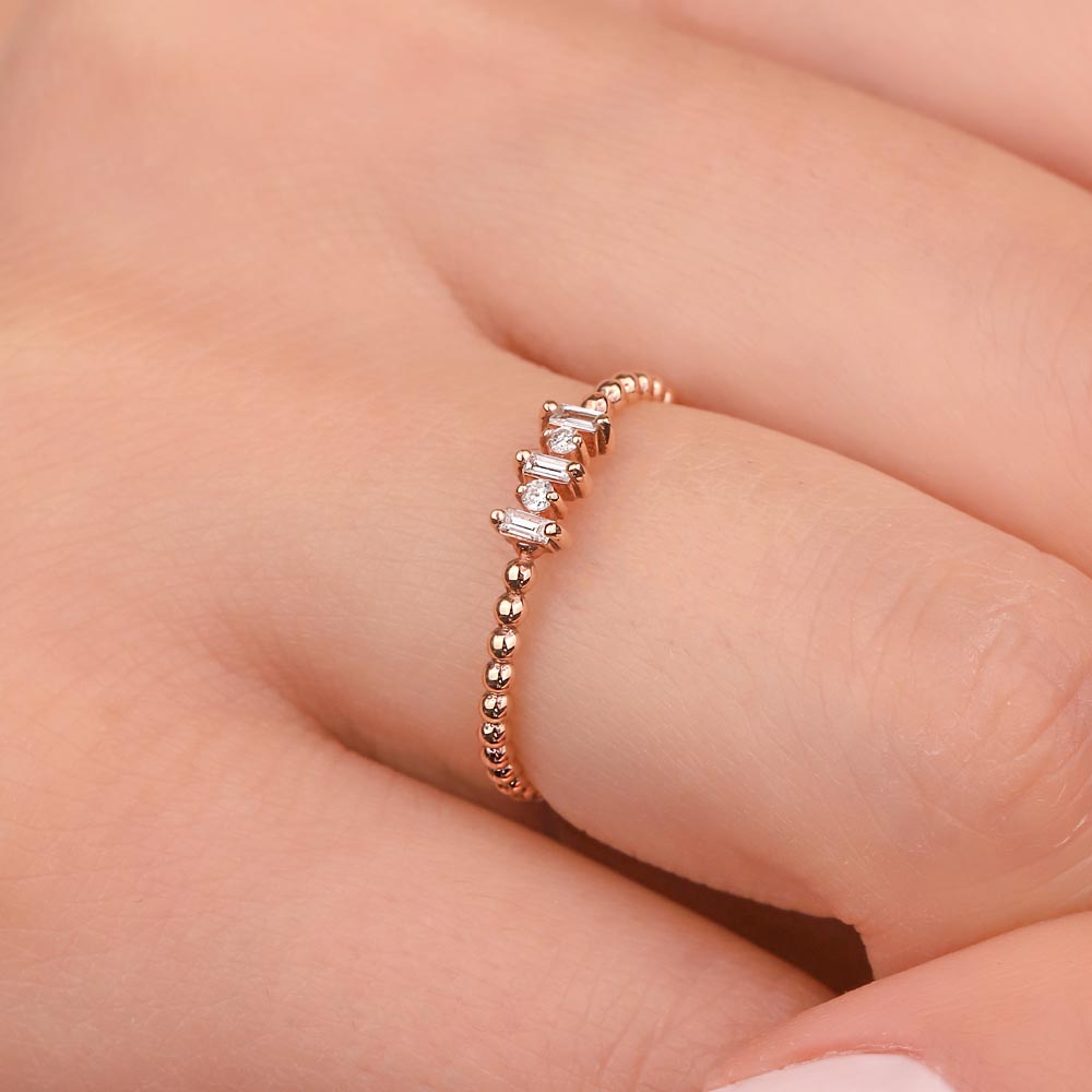 0,09 Karat Pırlanta Özel Tasarım Vintage Baget Yüzük - LP11429