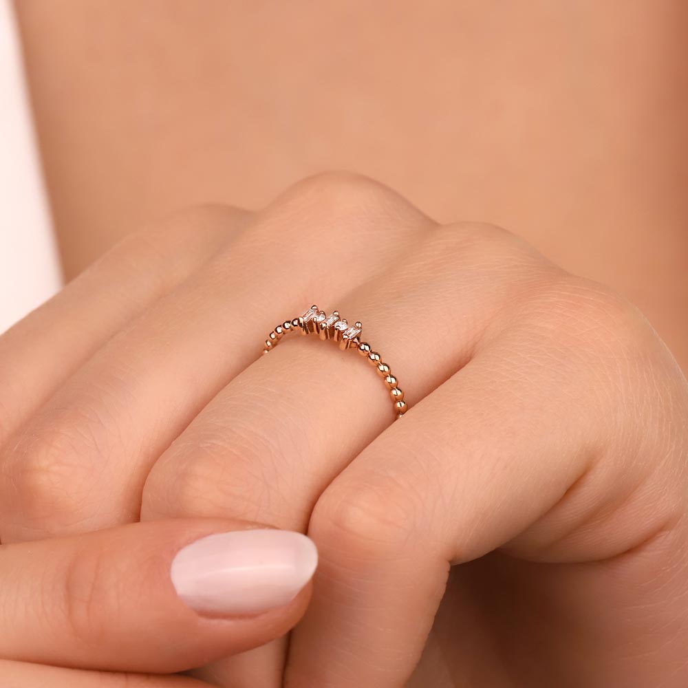 0,09 Karat Pırlanta Özel Tasarım Vintage Baget Yüzük - LP11429