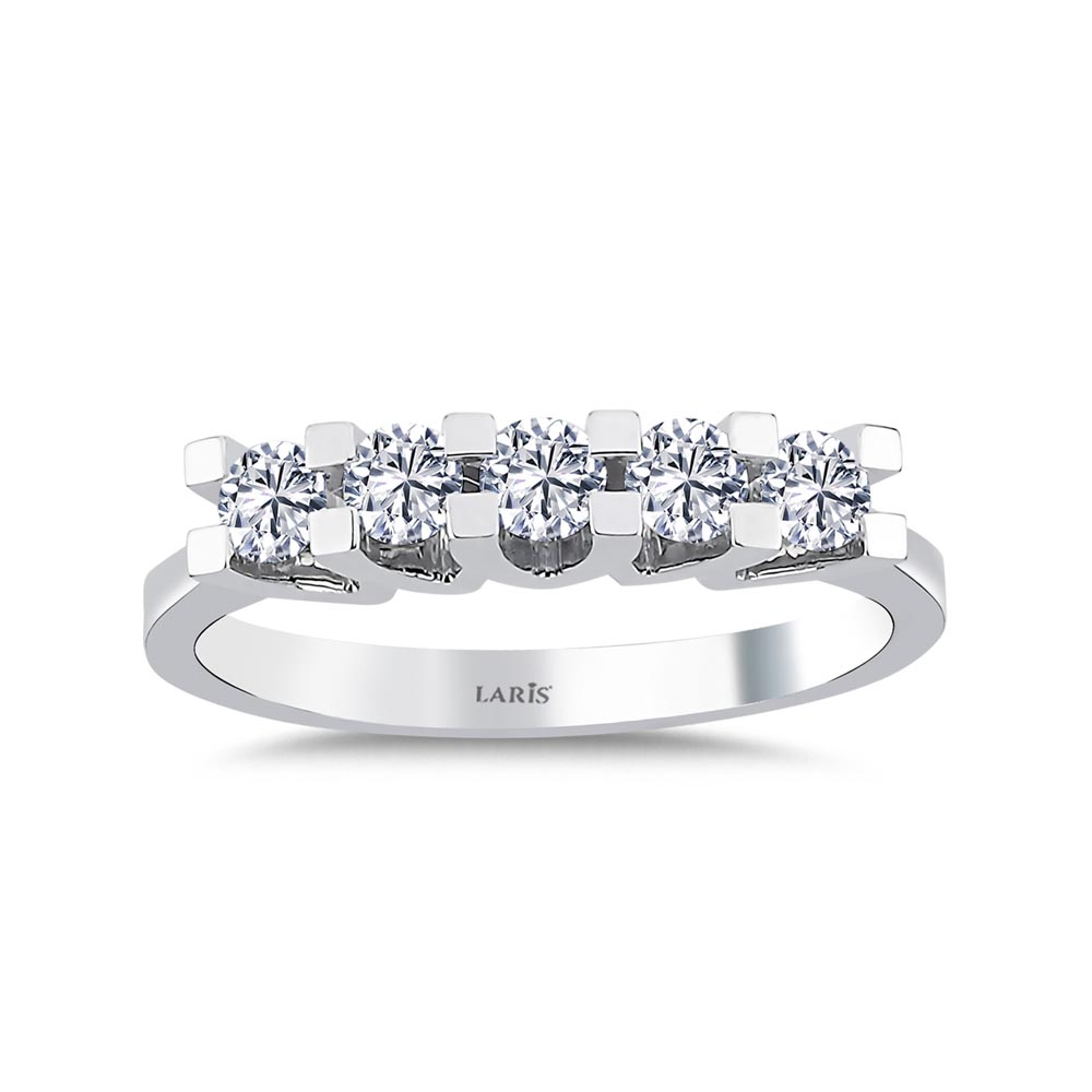 0.10 Karat Pırlanta Kare Tırnak Beştaş Yüzük - LP03308