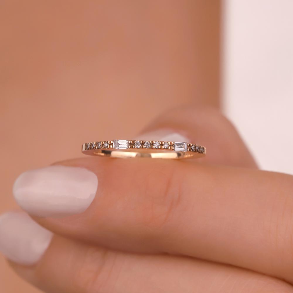 0,11 Karat Pırlanta Vintage Yarımtur Yüzük - LP05489