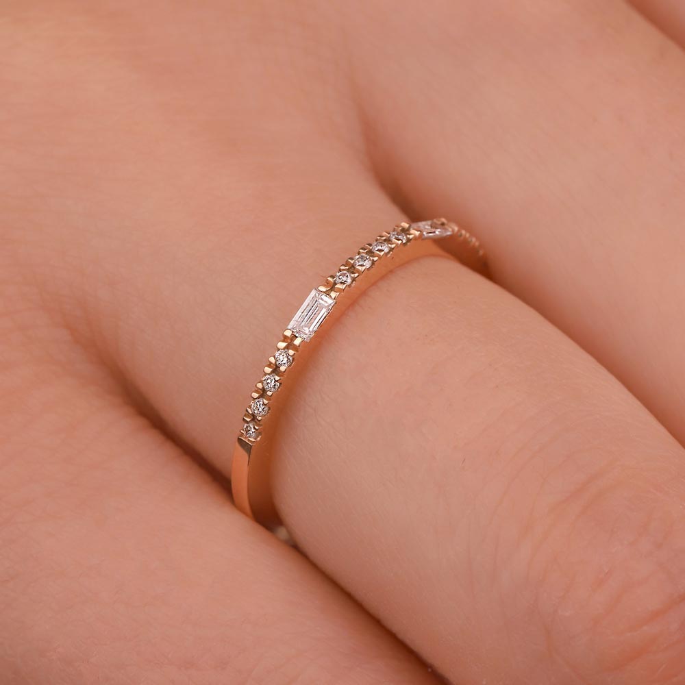 0,11 Karat Pırlanta Vintage Yarımtur Yüzük - LP05489