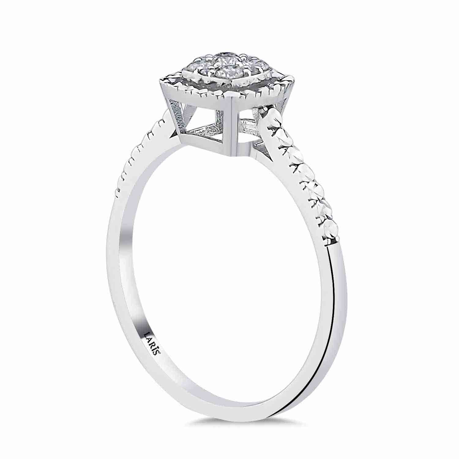 0.12 Karat Pırlanta Kalem İşlemeli Coronet Yüzük - LP03625