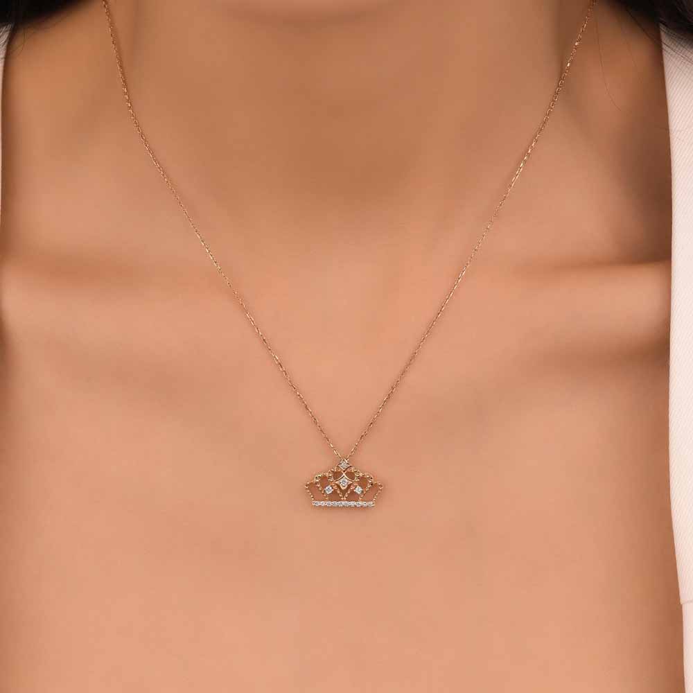 0.13 Karat Pırlanta Kraliçe Tacı Fantezi Kolye - LP06115