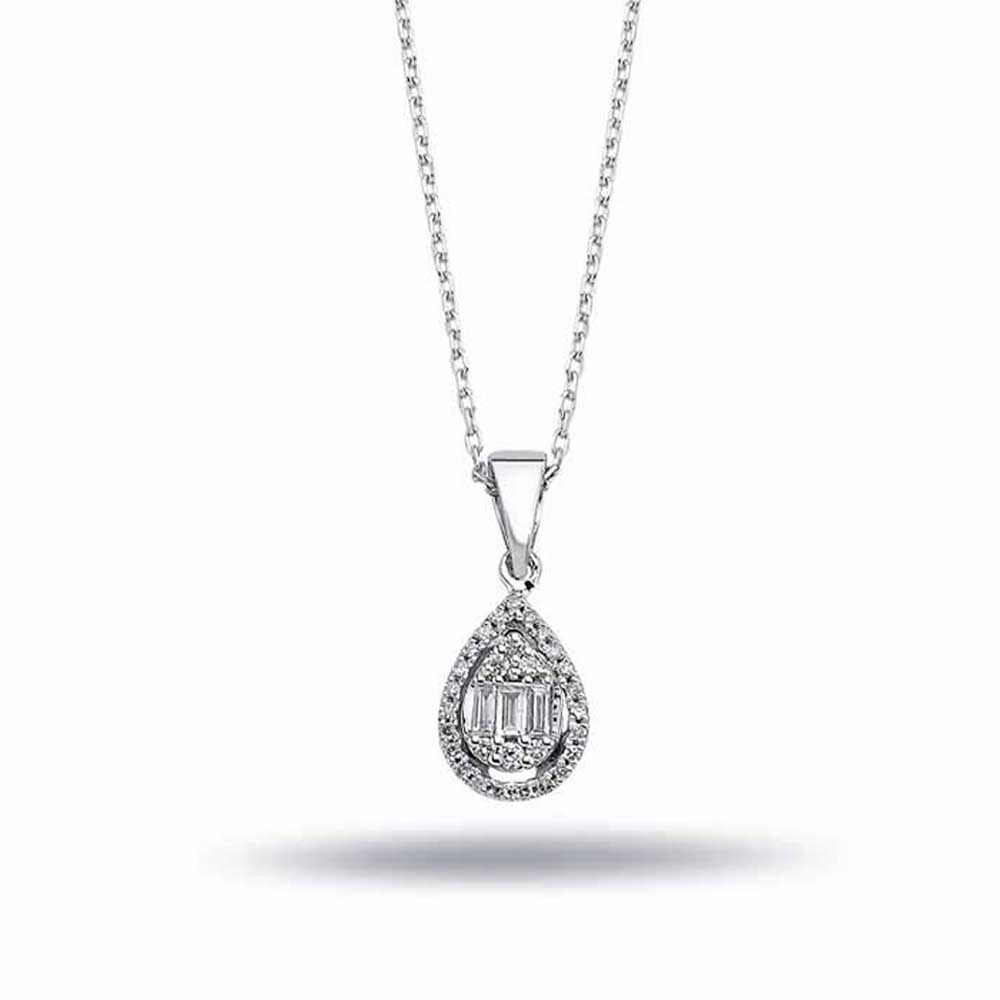 0,14 Karat Pırlanta Damla Baget Kolye - LP05726