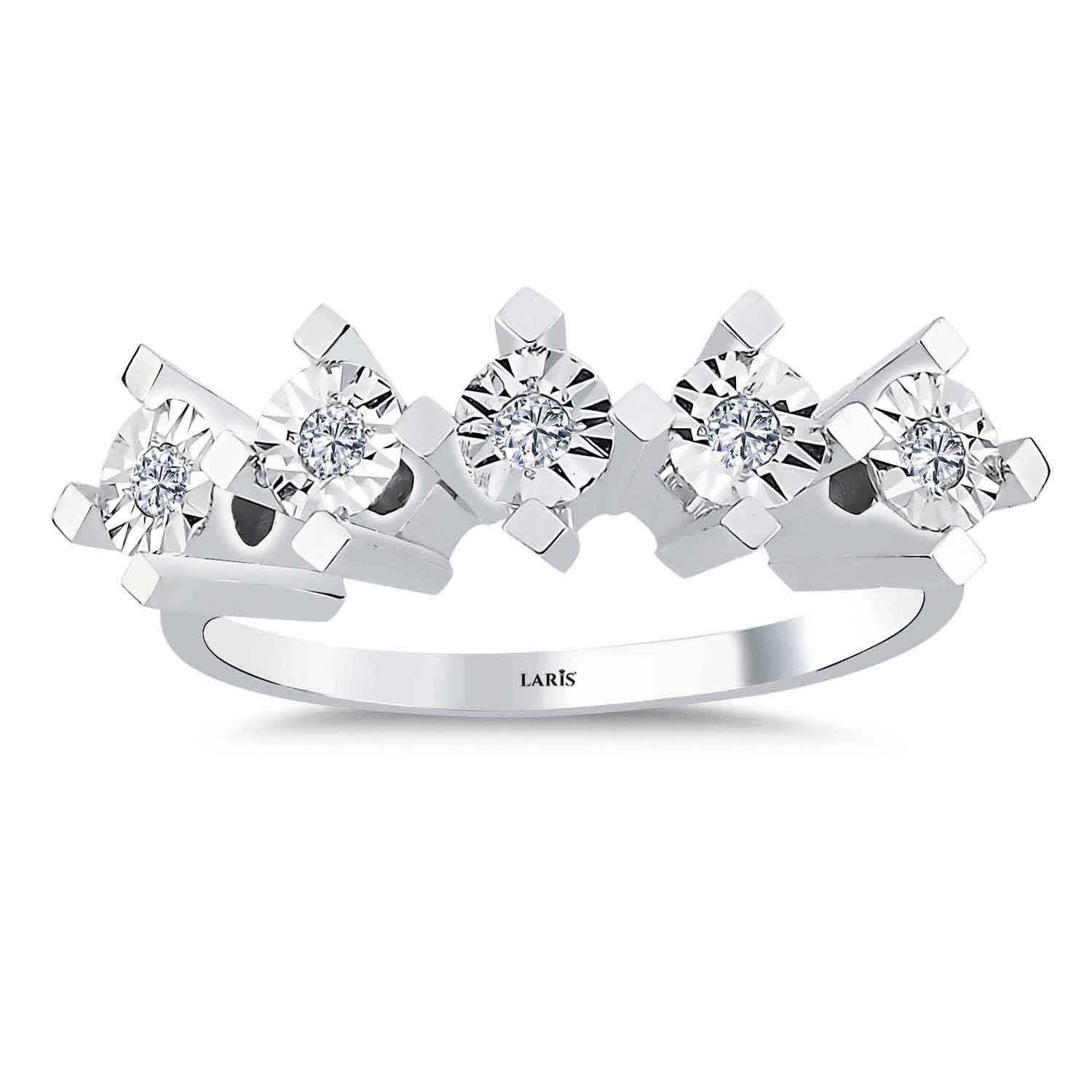 Beştaş Yüzükler 0,15 Karat Pırlanta Kalem İşlemeli Beştaş Yüzük