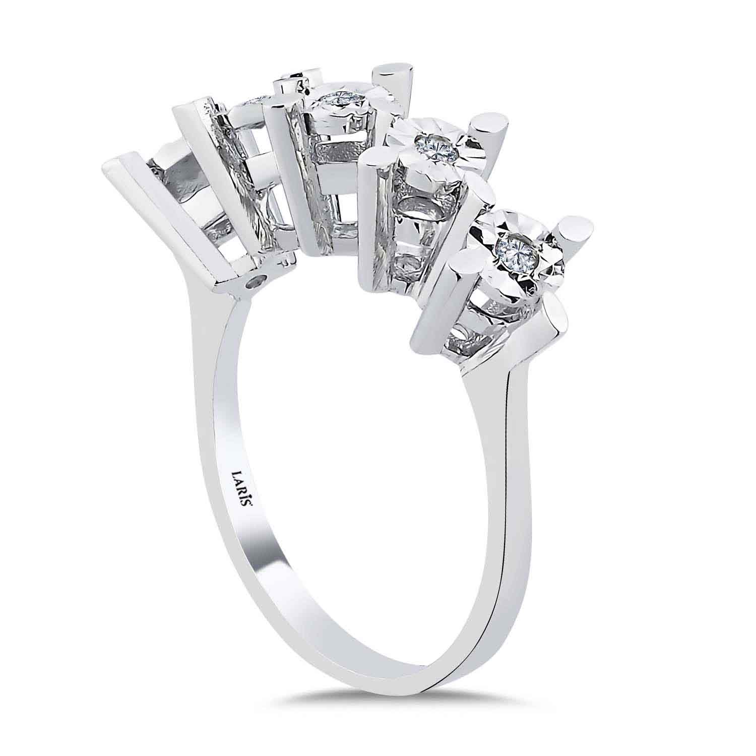 Beştaş Yüzükler 0,15 Karat Pırlanta Kalem İşlemeli Beştaş Yüzük