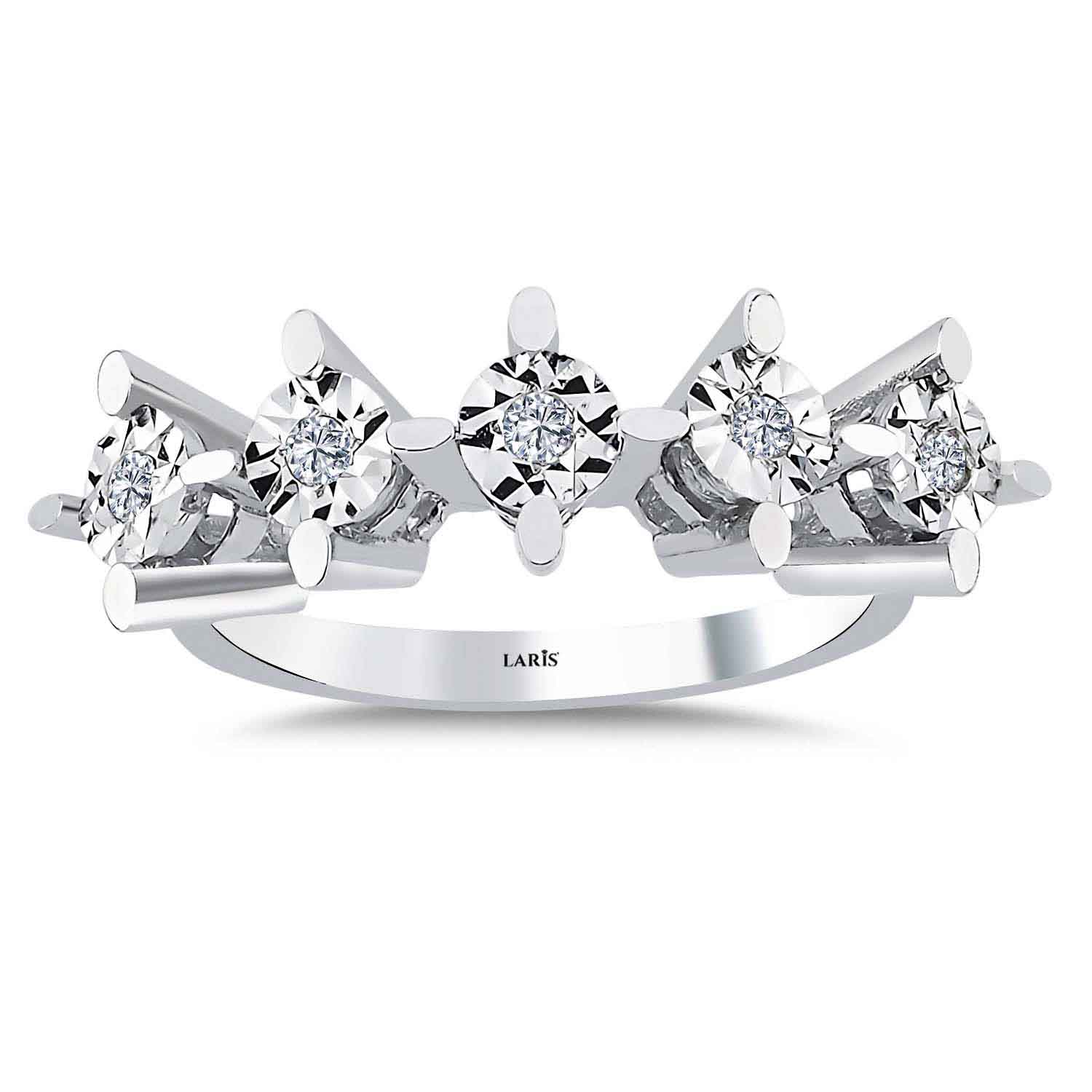 0.15 Karat Pırlanta Kalem İşlemeli Beştaş Yüzük - LP10643