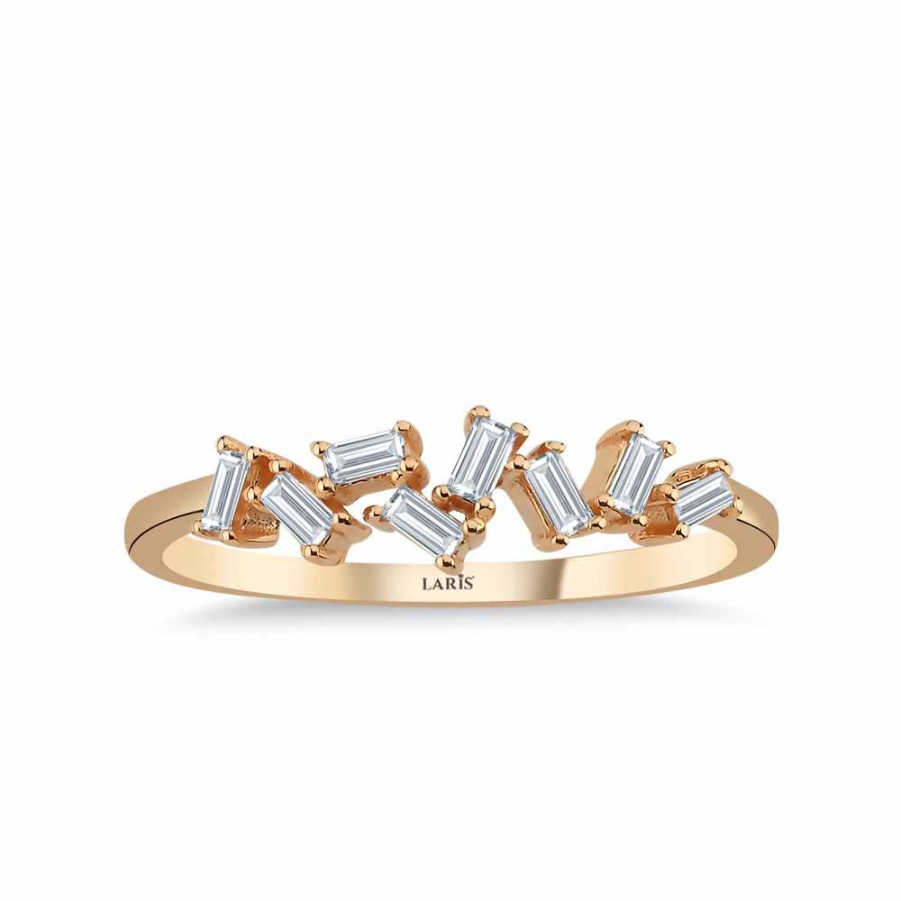 0,17 Karat Pırlanta Özel Tasarım Çapraz Baget Yüzük - LP05793