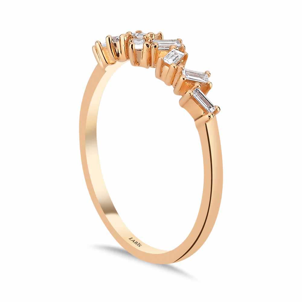 0,17 Karat Pırlanta Özel Tasarım Çapraz Baget Yüzük - LP05793