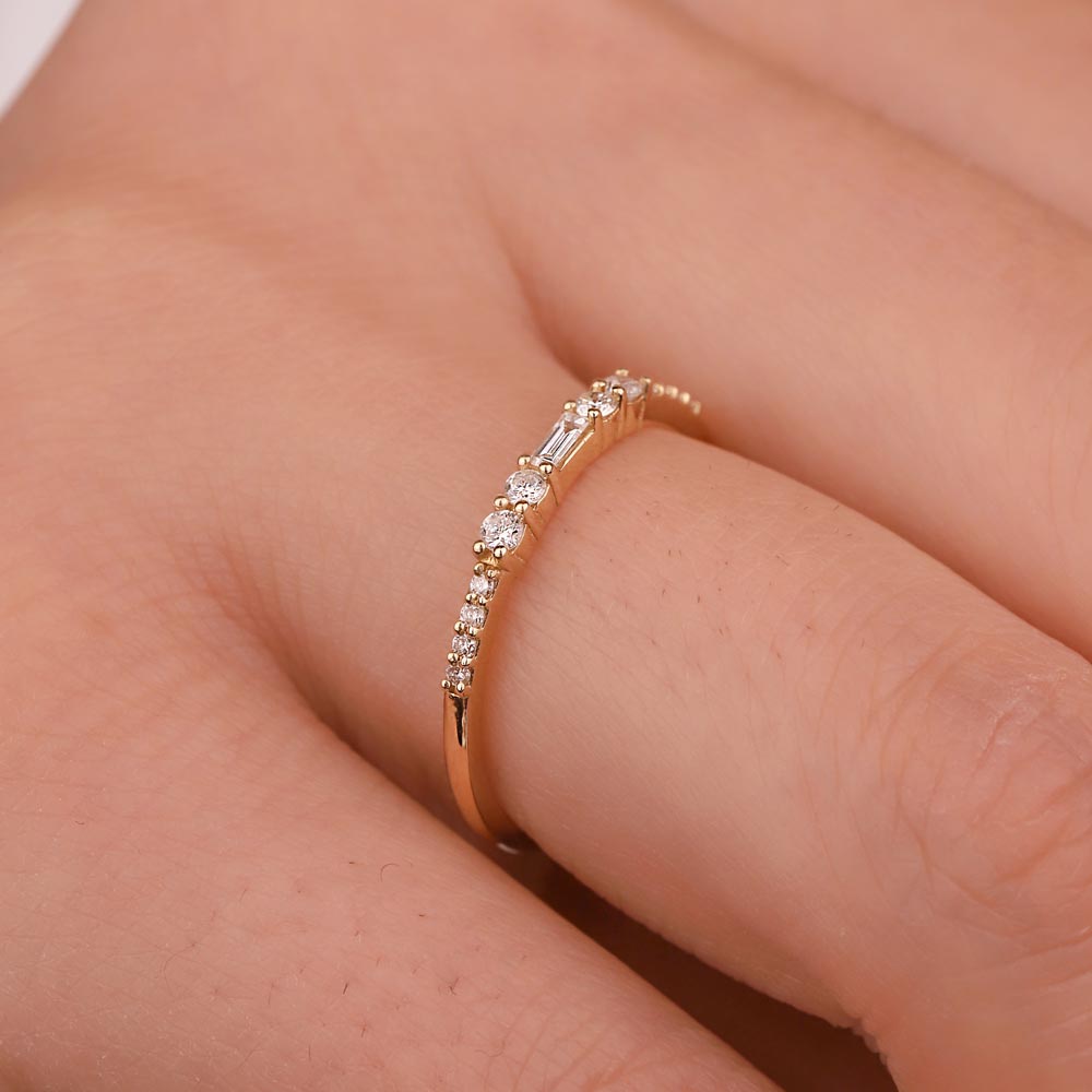 0,17 Karat Pırlanta Özel Tasarım Yarımtur Yüzük - LP03148