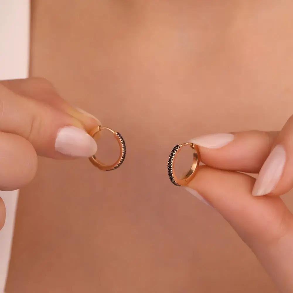 0,18 ct. Siyah Pırlanta Halka Küpe - LP03166