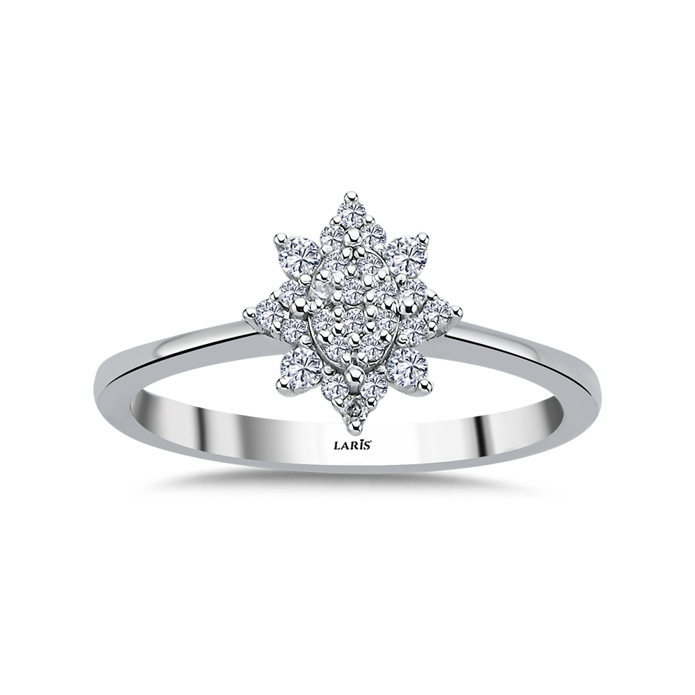 0,19 Karat Pırlanta Oval Coronet Lotus Yüzük - LP07376