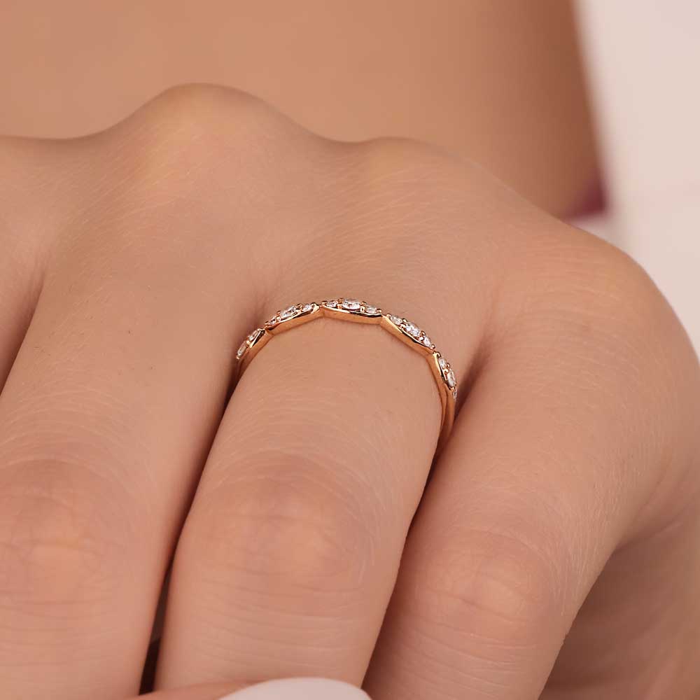 0.19 Karat Pırlanta Vintage Yarımtur Yüzük - LP03857