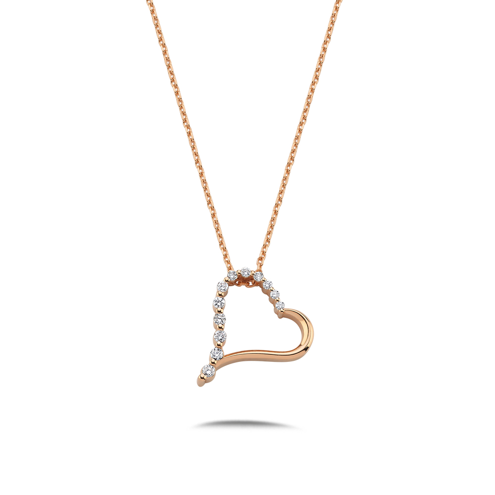 0,20 Karat Pırlanta Tasarım Kalp Kolye - LP10468