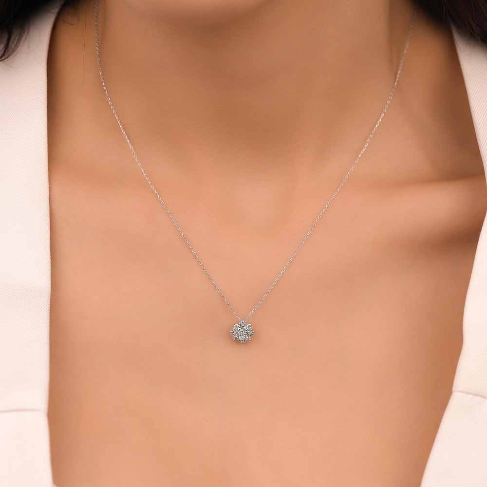 0,22 Karat Pırlanta Coronet Lotus Kolye - LP11804
