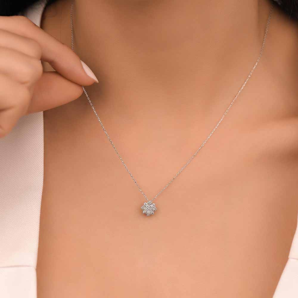 0,22 Karat Pırlanta Coronet Lotus Kolye - LP11804