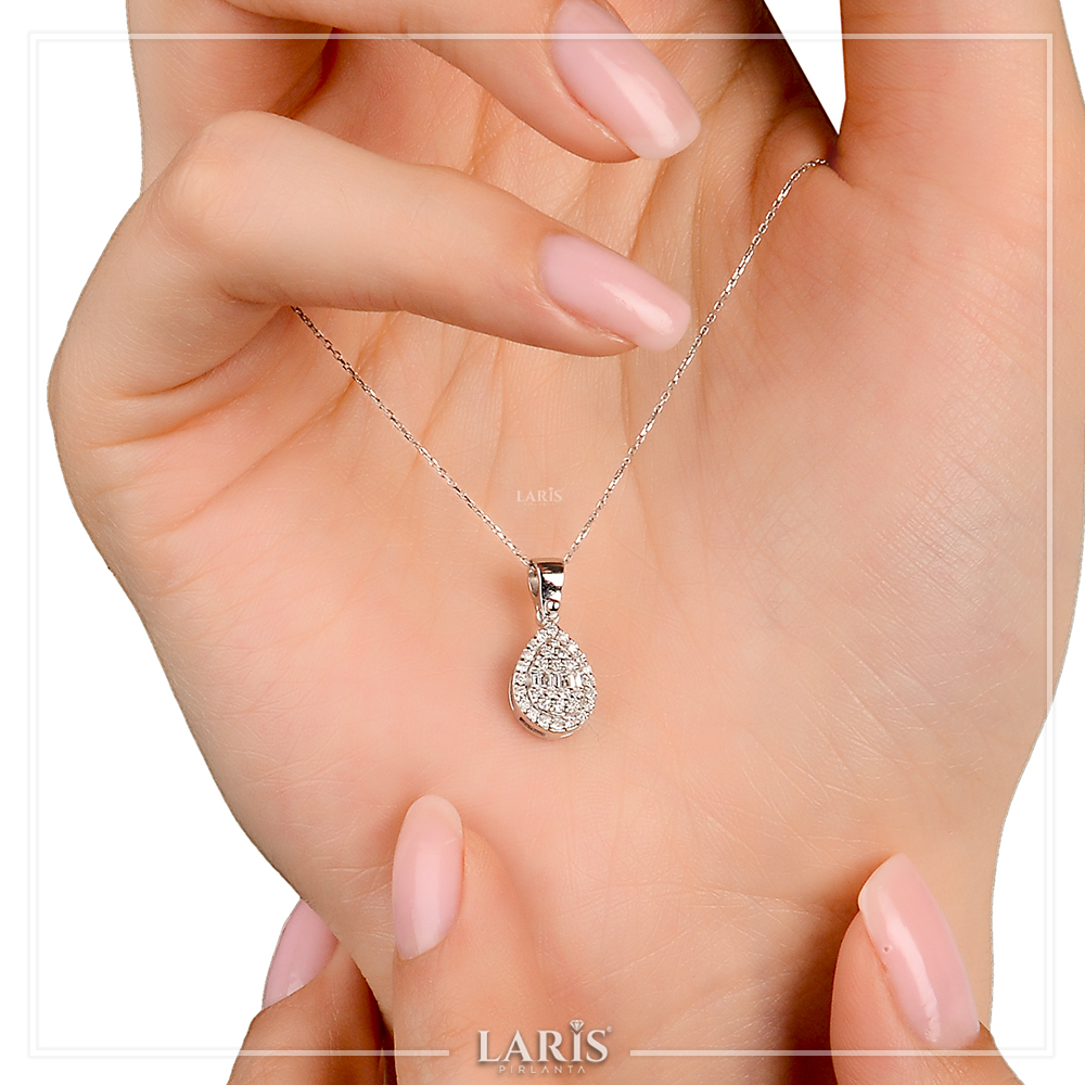 0,23 Karat Pırlanta Damla Baget Kolye - LP00652