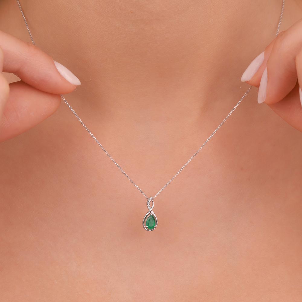 0,24 Karat Pırlanta Zümrüt Sonsuzluk Kolye - LP03745