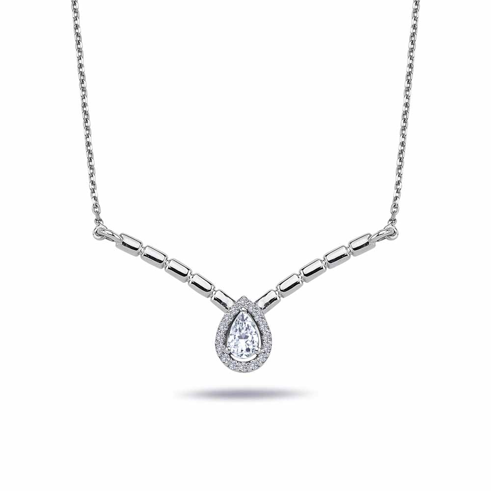 0,25 Karat Pırlanta Damla Halo Fantezi Tektaş Kolye - LP03883