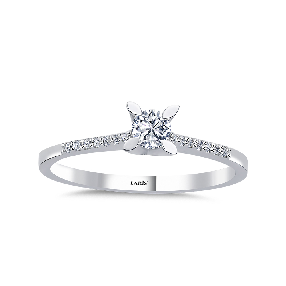 0,26 Karat Pırlanta  Kolları Taşlı Celina Tektaş Yüzük - LP09459
