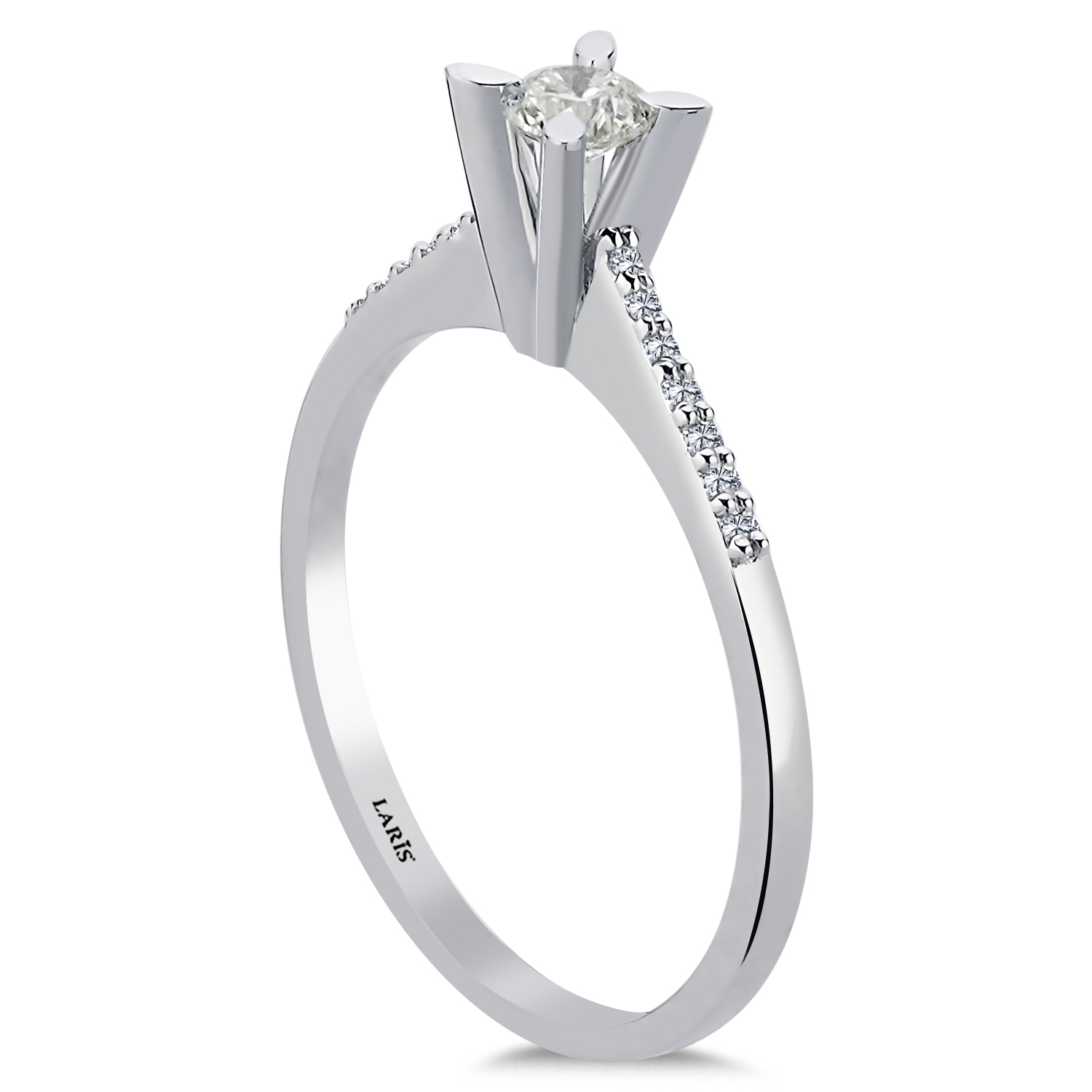 0,26 Karat Pırlanta  Kolları Taşlı Celina Tektaş Yüzük - LP09459