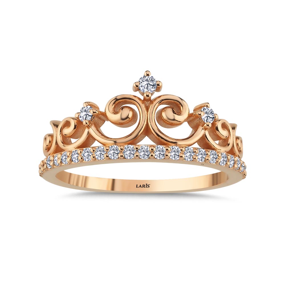 Özel Tasarım Yüzükler 0,27 Karat Pırlanta Kraliçe Taç Vintage Yüzük - LP06062