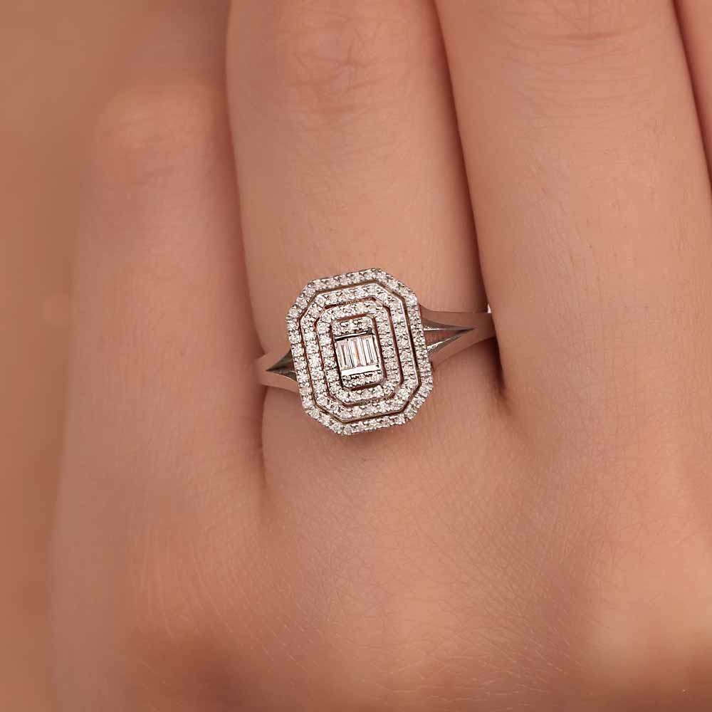 0,28 Karat Pırlanta Çift Kollu Baget Yüzük - LP11256