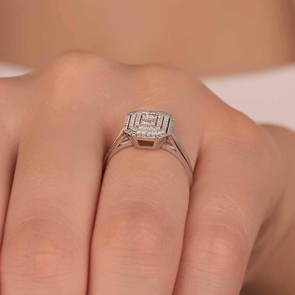 0,28 Karat Pırlanta Çift Kollu Baget Yüzük - LP11256