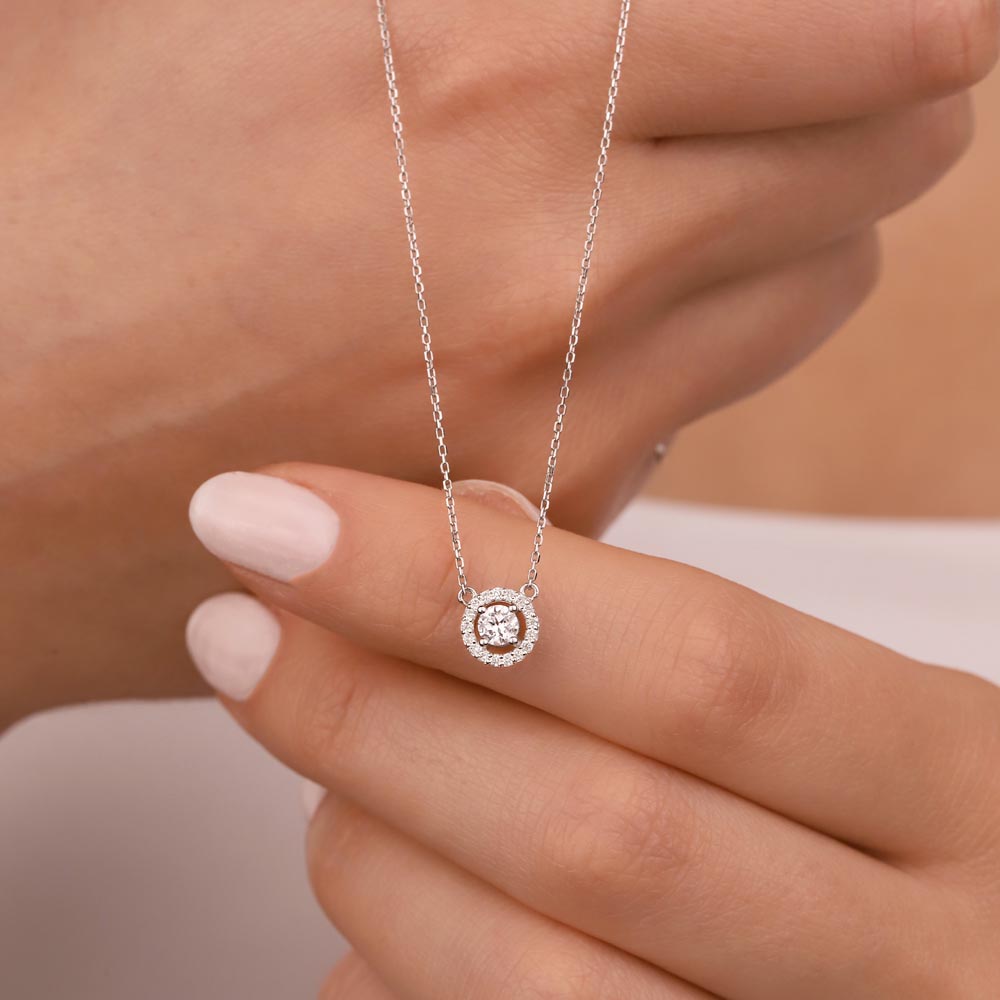 0,3 Karat Pırlanta Halo Tektaş Kolye - LP08732