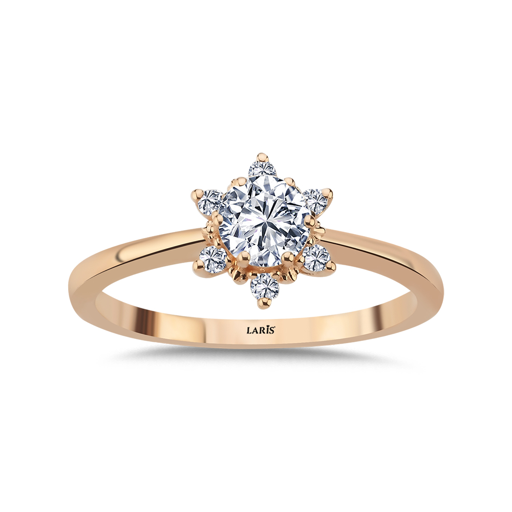 Vintage Yüzükler 0,30 Karat Pırlanta Lotus Tasarım Tektaş Yüzük - LP10199