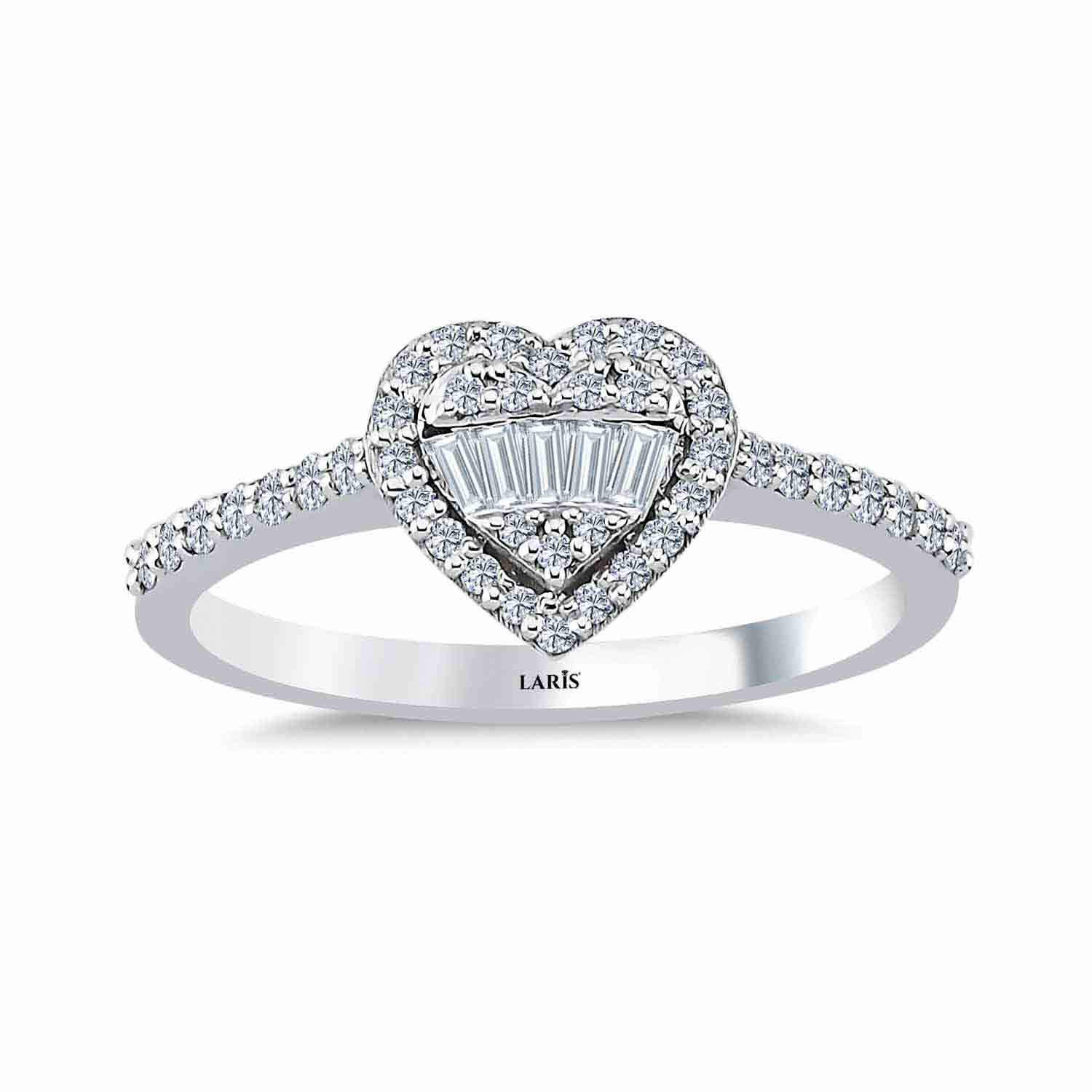 0,30 Karat Pırlanta Özel Tasarım Kalp Baget Yüzük - LP09739