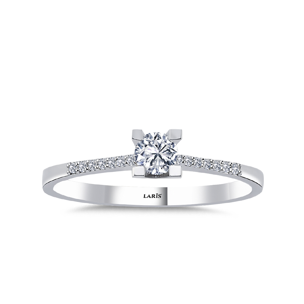0,32 Karat Pırlanta Kolları Taşlı Stellar Tektaş Yüzük - LP08280