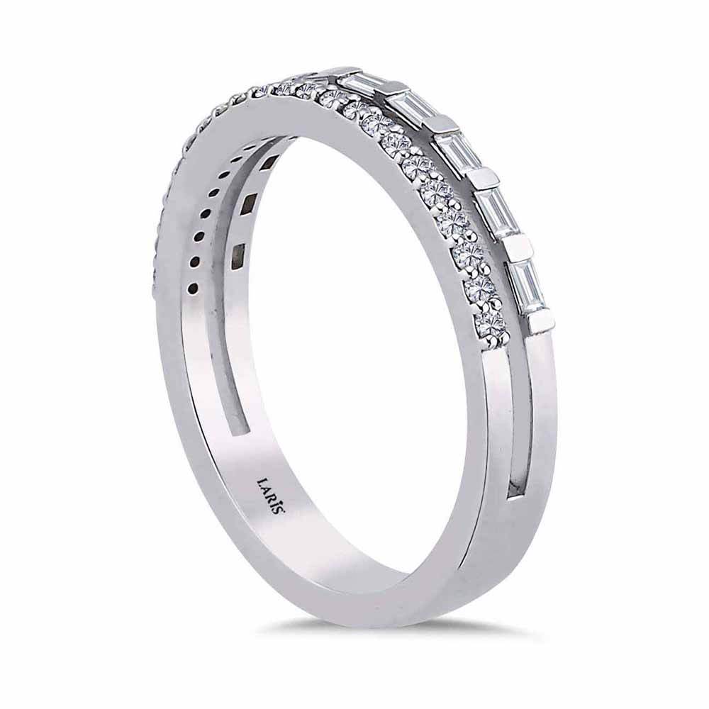 0,33 Karat Pırlanta Özel Tasarım Çift Sıra Baget Yarımtur Yüzük - LP03504