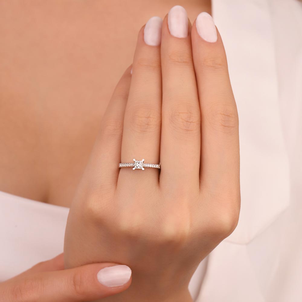 0,35 Karat Pırlanta Prenses Kesim Tektaş Yüzük - LP02505