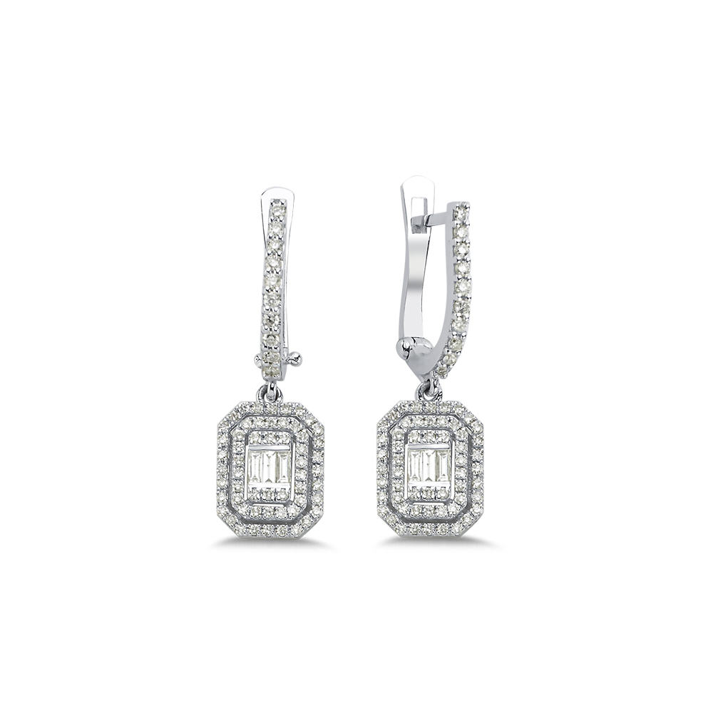 0,35 Karat Pırlanta Sallantılı Baget Küpe - LP11182