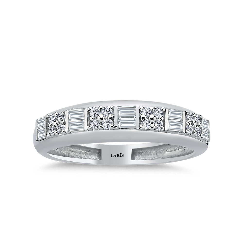 Tamtur / Yarımtur Yüzükler 0,36 Karat Pırlanta Baget Yarımtur Alyans Yüzük - LP07607