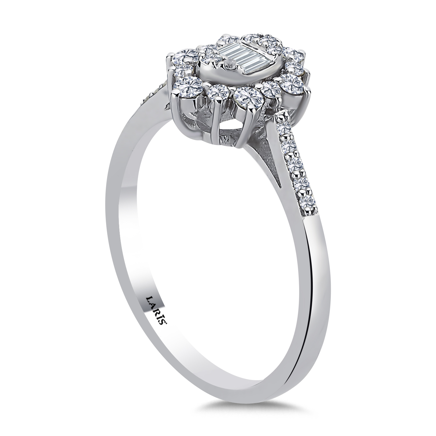 0,36 Karat Pırlanta Oval Çiçek Baget Yüzük - LP05866